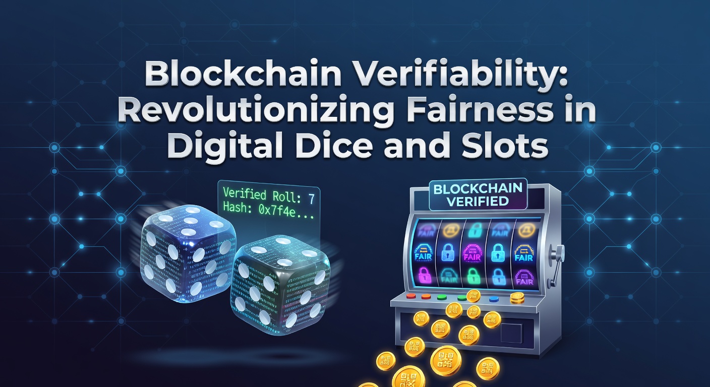 Darstellung einer Blockchain-Kette mit Würfeln und Slot-Maschinen, die Transparenz und Sicherheit symbolisieren