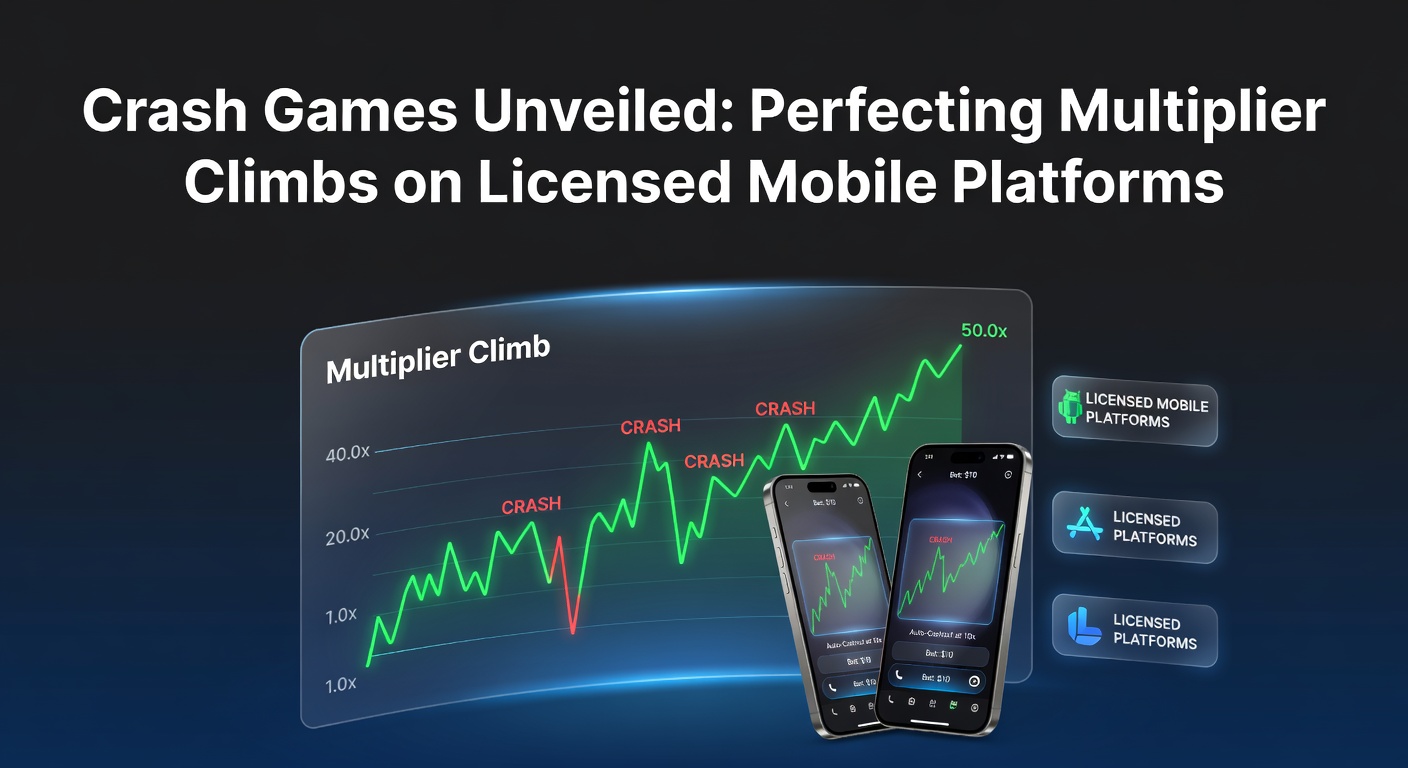 Grafik eines steigenden Multiplikators in einem Crash Game auf einem Mobilgerät, mit Cashout-Button und Crasht-Punkt markiert