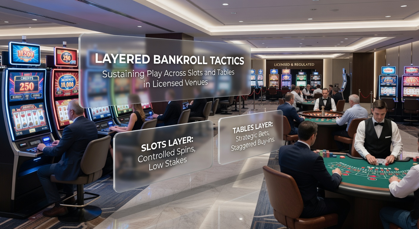 Grafik zur Pyramidenstruktur einer Bankroll mit Slots- und Tischschichten in einem Casino-Setting